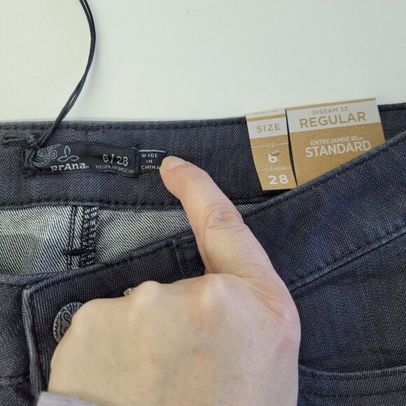 Prana Jada Jean Womens 6 Reg Denim‎ Solid Grey Stretch 5-Pocket Style 1965631 - Picture 6 of 12